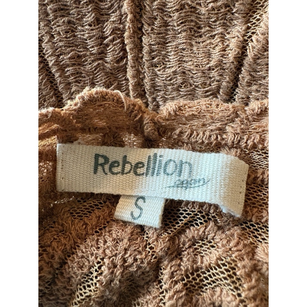 Rebellion Again Brown Tan Lace Duster Mesh Embroidered Paisley Beach Boho Small - Picture 6 of 6